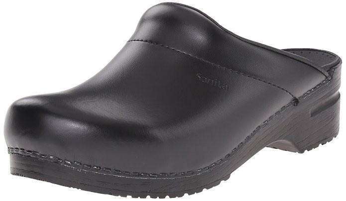 Sanita Men's Karl PU Leather Open Clog Size: 45, Color: Black