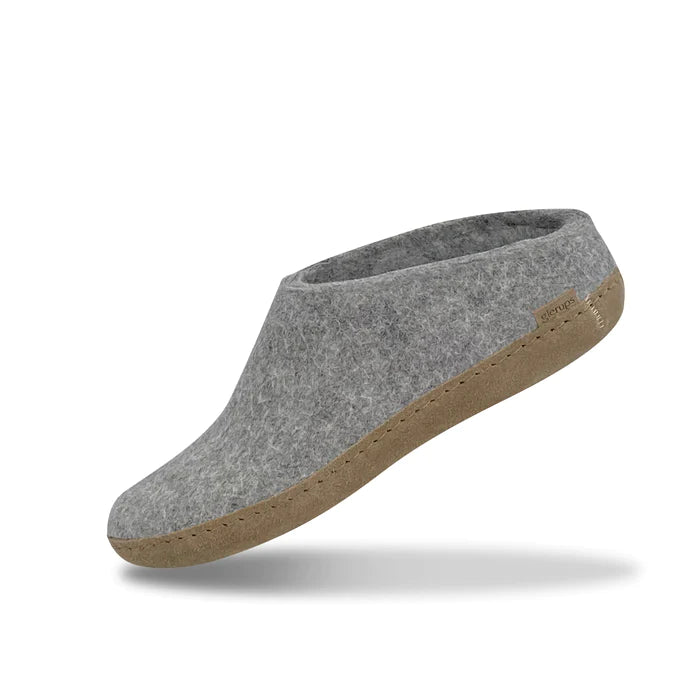 Glerups Unisex Felt Wool Slip-On Slippers Leather Soles