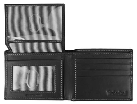 Timberland Men's Leather Wallet with Attached Flip Pocket
