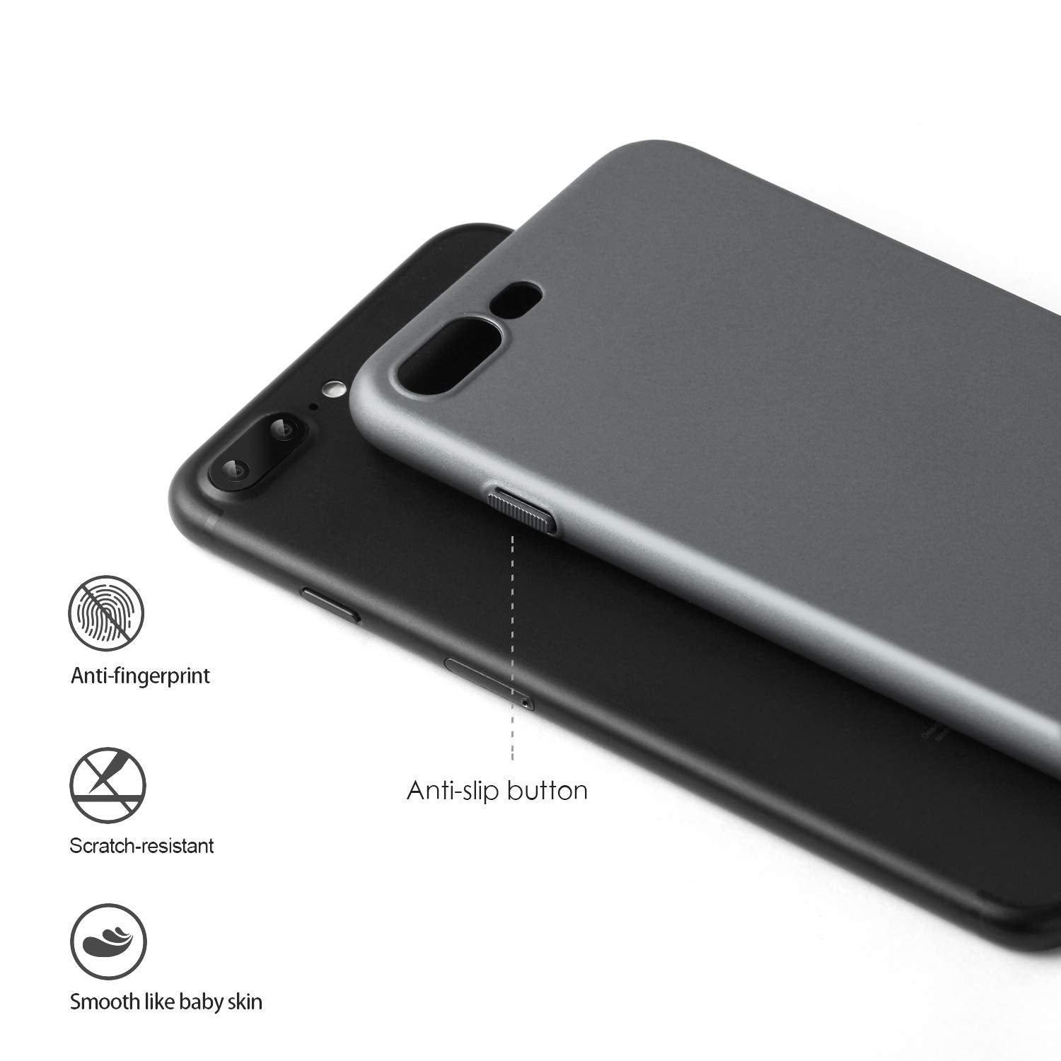 Roopose Ultra Slim Light and Thin Feel Anti-Fingerprints Cell Phone Case Full Protection Hard PC Cover Shell Compatible with iPhone 7/8 Plus