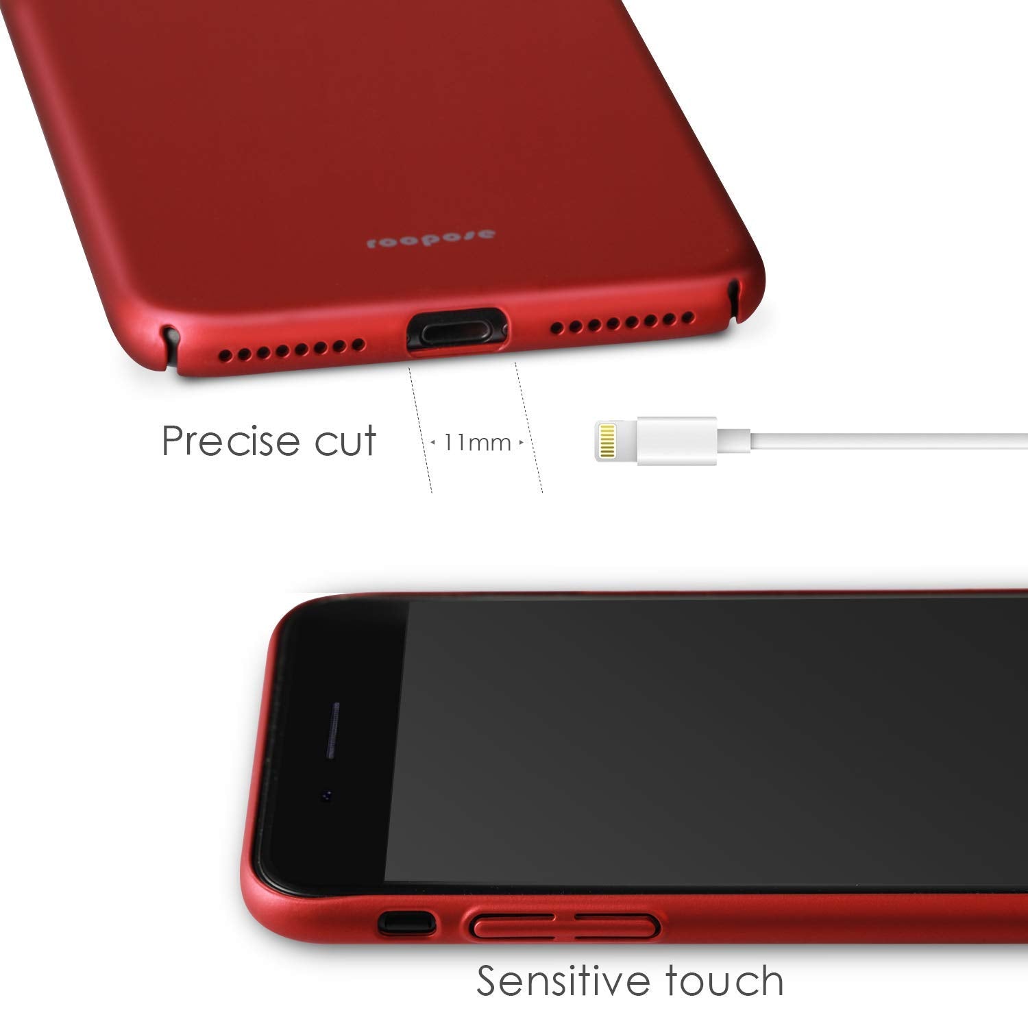 Roopose Ultra Slim Light and Thin Feel Anti-Fingerprints Cell Phone Case Full Protection Hard PC Cover Shell Compatible with iPhone 7/8 Plus