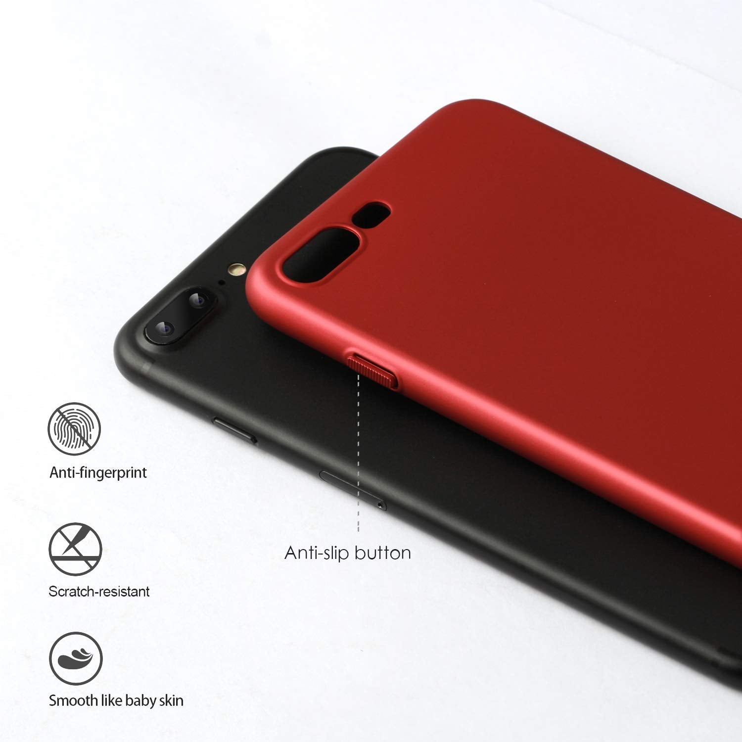 Roopose Ultra Slim Light and Thin Feel Anti-Fingerprints Cell Phone Case Full Protection Hard PC Cover Shell Compatible with iPhone 7/8 Plus