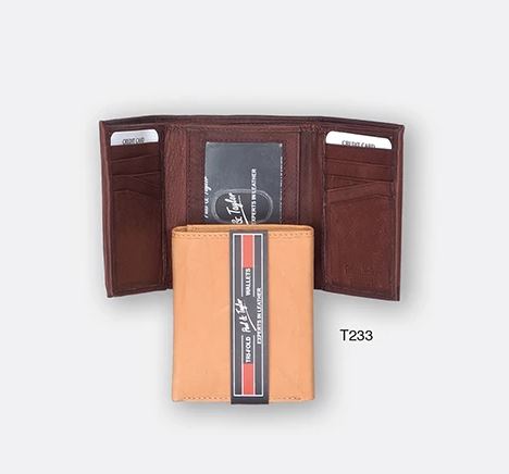 Paul & Taylor T233 Cowhide Leather Tri-Fold Wallet